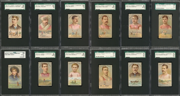 1887 N184 Kimball "Champions of Games and Sports" SGC-Graded Complete Set (25) - Matched Set of Rare "With Ad" Examples!